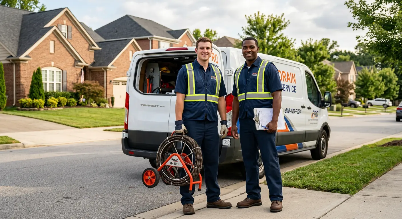 Sewer and drain service team with equipment ready for work in Difficult Run